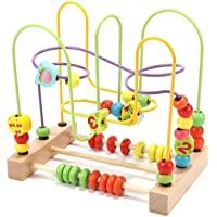 Jacootoys Frutas Laberintos de Abalorios Madera Cuentas Motricidad Fina Abaco Juegos Cube Educativos Juguetes para Niños…